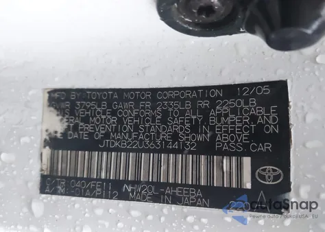 2006 Toyota Prius из США, поврежденный, VIN JTDKB22U363144132